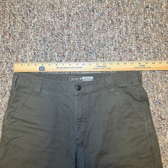 Carhartt Rugged Flex Short 36 Green Relaxed Fit Canvas Utility Work 9'' Inseam - Picture 5 of 8